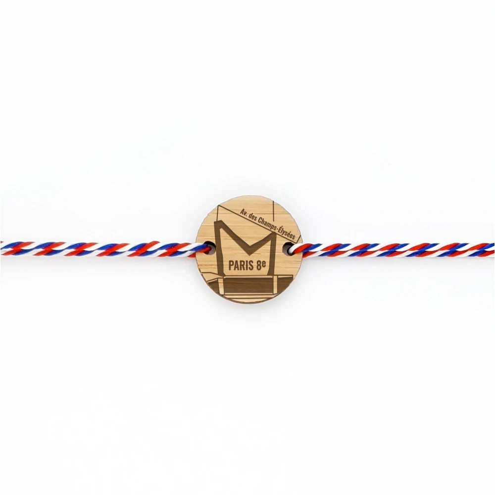Bracelet Bois Bambou Médaillon - Alphabet Parisien