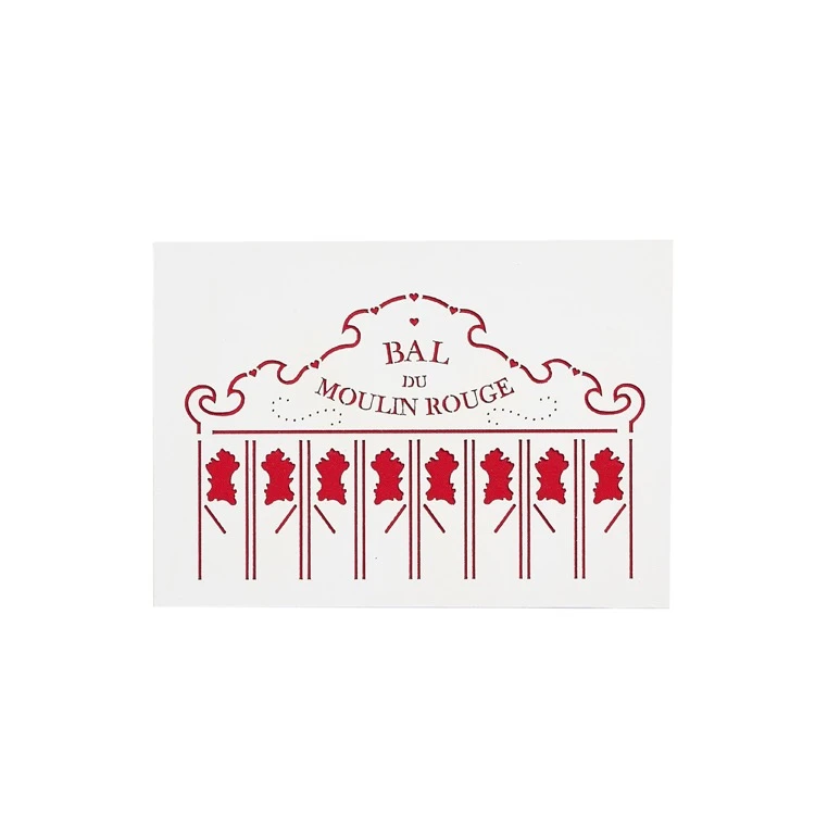 Carte postale tissu upcyclé Moulin Rouge - Hall Moulin Rouge