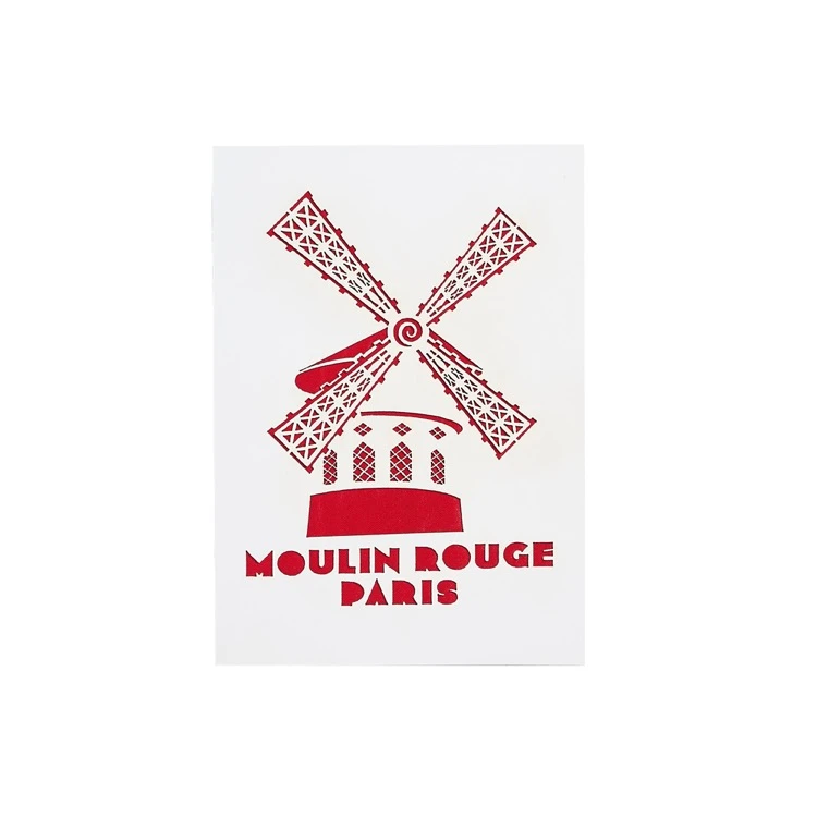 Carte postale tissu upcyclé Moulin Rouge - Façade Moulin Rouge