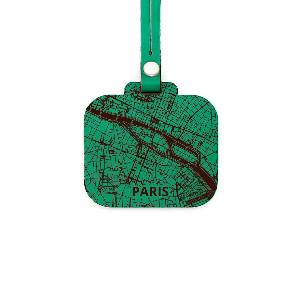 Étiquette à bagage rectangulaire en cuir upcyclé