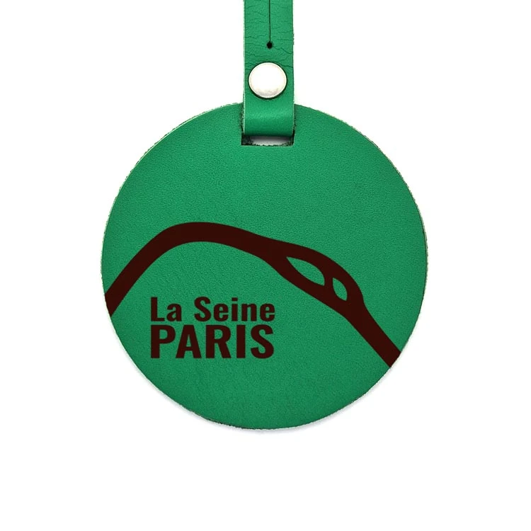 Étiquette à bagage ronde en cuir upcyclé - La Seine Paris (générique)