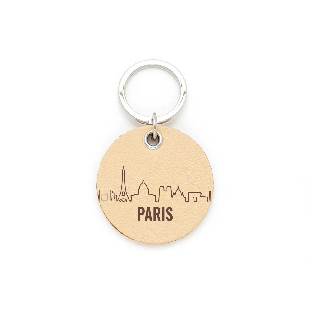Porte-clés en cuir upcyclé - City Skyline Paris